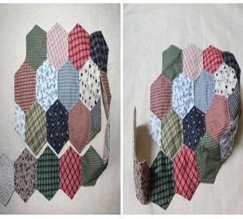 Tutorial Membuat Tas Patchwork Hexagon dari Kain Perca atau Baju Bekas 2