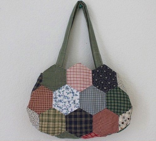 Tutorial Membuat Tas Patchwork Hexagon dari Kain Perca atau Baju Bekas