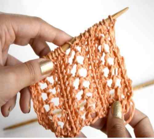 Motif Dasar Rajutan Herringbone Lace Rib Stitch
